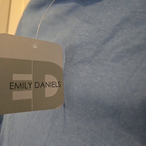 NWT Emily Daniels 3/4 Sleeve Ribbed Boat Neck Top - Marina Blue - Petite XS - Picture 5 of 6